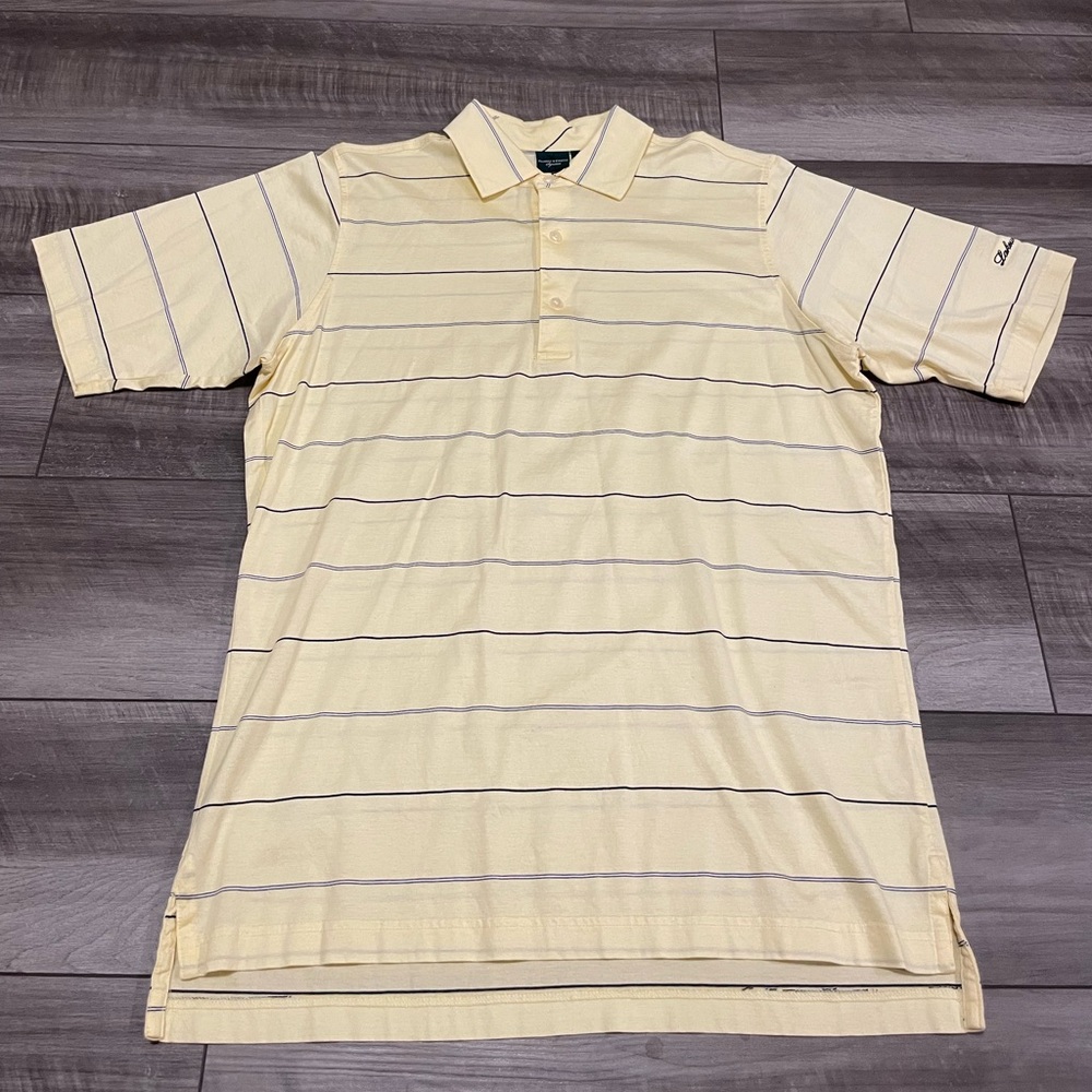 Fairway & Greene Men's Yellow Striped Polo Shirt Size Med